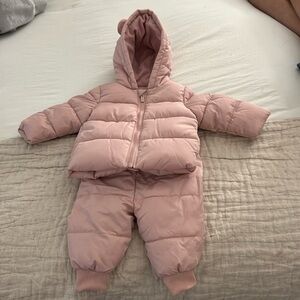 2 piece snowsuit 6-12 months pink old navy